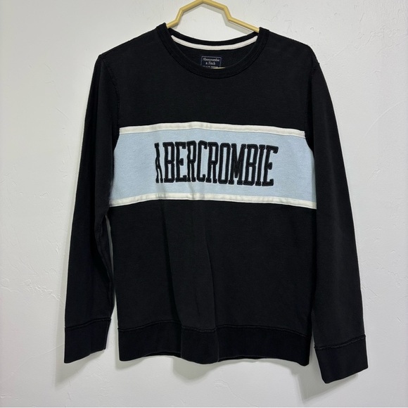 Abercrombie & Fitch Men's Small Spellout Colorblock Sweatshirt Pullover - Picture 1 of 5